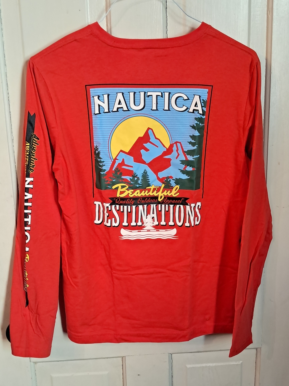 Nautica Men’s Orange Long-Sleeve 'Beautiful Destinations' Graphic Shirt